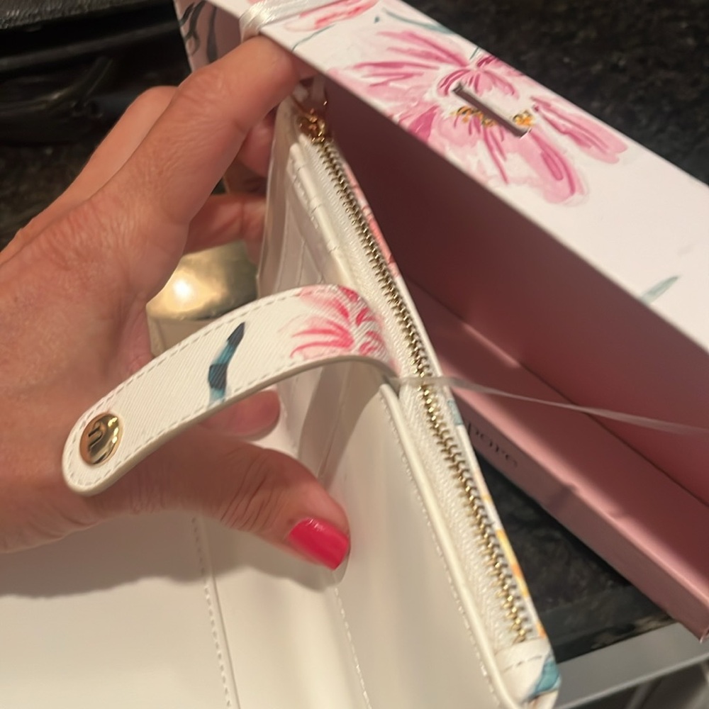 Nanette Lepore Cream Floral Wallet with Pink Accents - Picture 4 of 6
